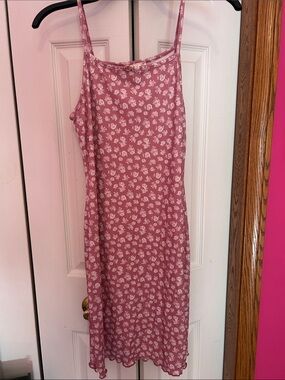 See You Monday Dusty Rose Floral Midi Slip Dress